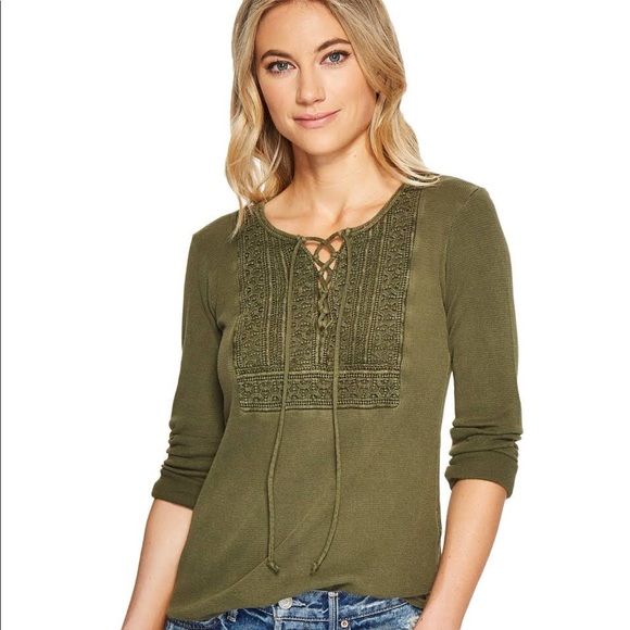 Lucky Brand Tops - Lucky Brand | Olive Lace Up Thermal Size M